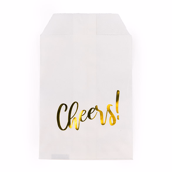 Paper Treat Bags Gold Cheers 3" x 5" 100 pack GPB35GCH