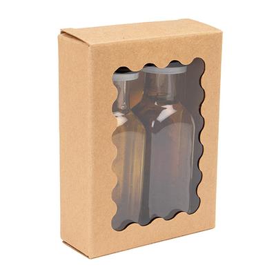 Kraft Paper Window Box w/ Scalloped Window 2 5/8" x 1" x 3 9/16" 25 pack