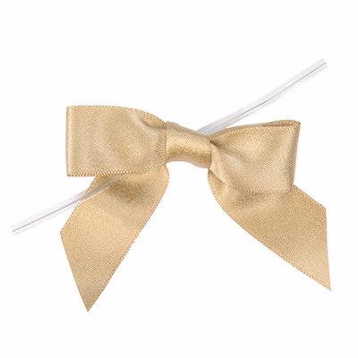Pre-tied Metallic Gold Bows 25 Pack 3 1/2" x 1"