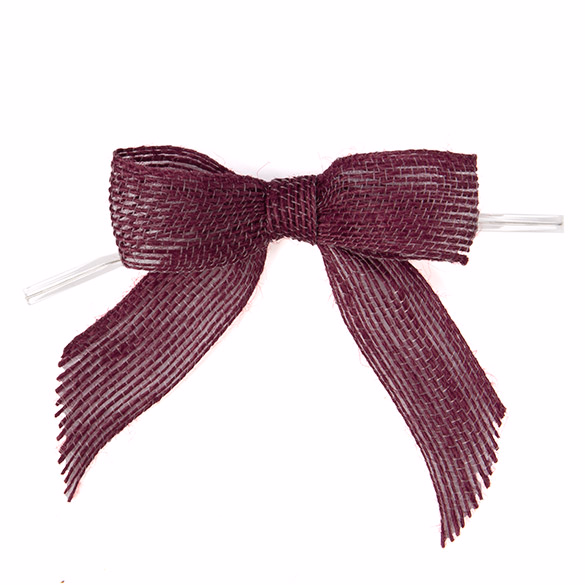Red Jute Pre-tied Bow 3 1/2" 25 pack