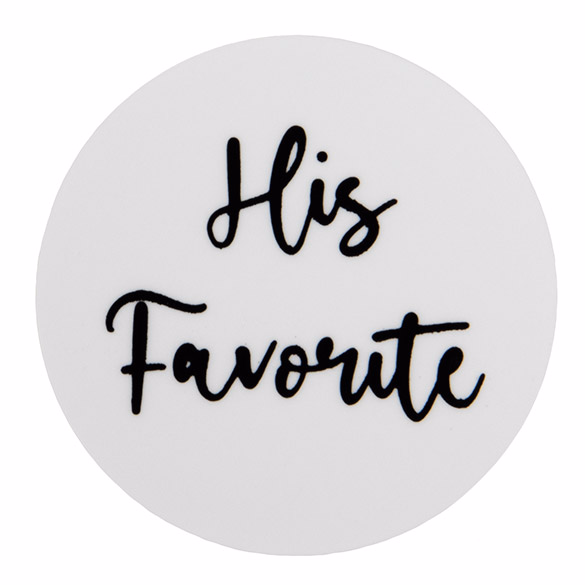 Round Silver His Favorite Stickers 25 Per Pack 1 1/2" diameter