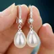 Boucles d'oreilles goutte d'eau pour femme goutte d'eau perle rouge et blanc rond nar bijoux