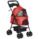 Dog Stroller Pet Cat Travel Pushchair One-Click Fold Trolley Jogger with EVA Wheels Brake Basket Adjustable Canopy Safety Leash for Small Dogs