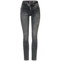 Street One Graue Slim Fit Jeans Damen authentic dark grey wash, Gr. 29-32, Baumwolle, Weiblich Denim Hosen