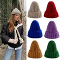 Winter Knitted Hat For Women Acrylic Beanie Unisex Elastic Warm Hip Hop Cap Soft Baggy Bonnet шапка