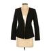 Ann Taylor Blazer Jacket: Short Black Print Jackets & Outerwear - Women's Size 0 Petite