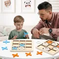 Parent-Child Interaction Wooden Board Game XO Tic Tac Toe Chess Funny Developing Intelligent