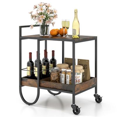 Costway Rolling Buffet Serving Cart with Removable...