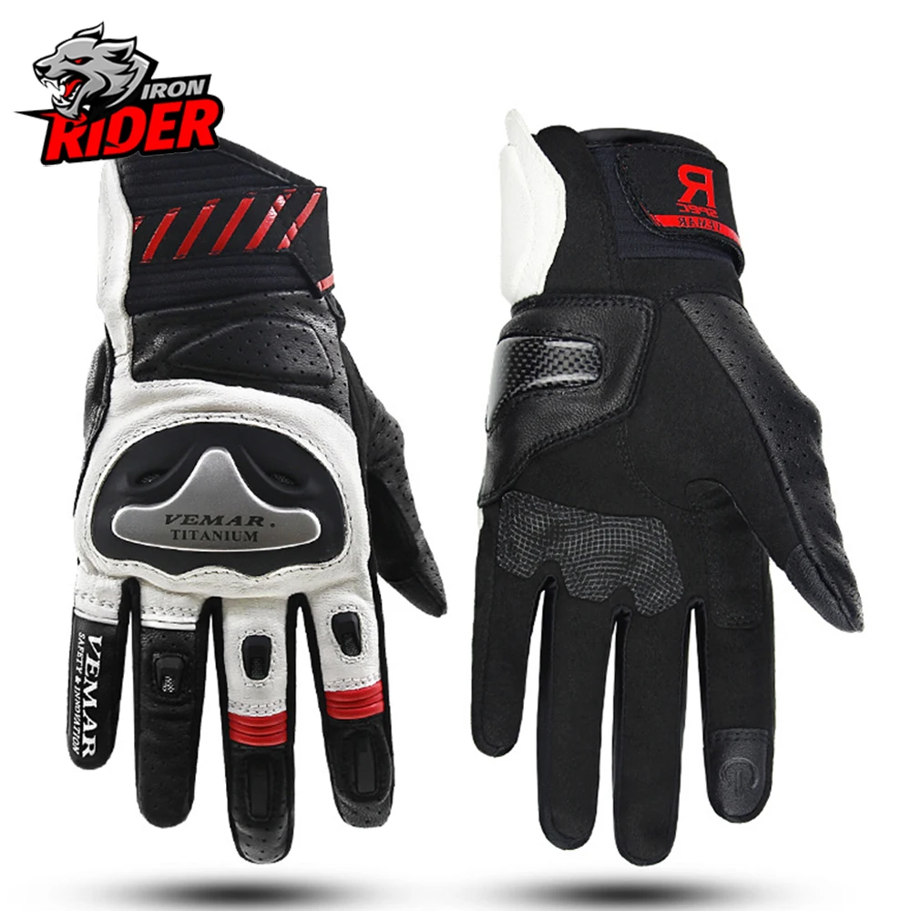 Motorrad Handschuhe Mann Leder Retro Motorradfahrer Handschuhe Touchscreen Schutz Motocross Motorrad Handschuhe Für Vier Jahreszeiten Image