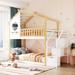 Stairway Twin over Twin Bunk Bed, House Bed, Storage and Guard Rail, Support with Wooden Boards