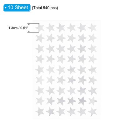 540 Pcs Star Reward Stickers, 10 Sheet Foil Colorful Sticker, Silver