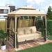 8.9x5.9 ft Outdoor Gazebo with Convertible Swing Bench, Vented Top