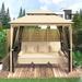 8.9x5.9 ft Outdoor Gazebo with Convertible Swing Bench, Vented Top