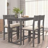Farmhouse Style Counter Height 5-Piece Dining Table Set, Dining Chairs Set for 4, Wooden Dining Table Set for Small Places