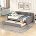 Full Daybed, Full Size Upholstered Daybed with Trundle, Velvet Captains Bed Sofa Bed Frame with Backrest & Wood Slat Support