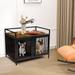 Kidlove Dog Crate with Removable Divider Wooden Dog Kennel Dog Crate Furniture with Metal Fence