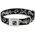 Buckle-Down Dog Collar Seatbelt Buckle Lucky Black White 15 to 26 Inches 1.0 Inch Wide Multi Color (DC-W31216-L)