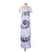 Sundry Casual Dress - Shift Scoop Neck Short sleeves: Purple Print Dresses - Women's Size X-Small