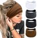 Wide Headbands for Women Black Stylish Head Wraps Boho Thick Hairbands Large African Sport Yoga Turban Headband Hair Accessories (Pack of 4)