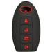 RUNZUIE Silicone Keyless Entry Remote Key Fob Cover Case Protector Fit for Infiniti EX35 FX50 G35 G37 M45 QX56 FX50 M35 M56 QX60 QX80 JX3 Black with Red 4 Buttons