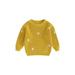 Qtinghua Newborn Infant Toddler Baby Girls Knitted Sweater Floral Embroidery Casual Long Sleeve Pullover Knitwear Warm Clothes Dark Yellow 3-4 Years