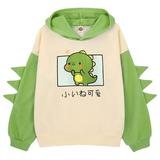 Little Girls Hoodies Dinosaur Hoodie Pullover Sweatshirt Cute Raglan Sleeve Splice Cartoon Hooded Winter Kids Casual Tops Green 12 Years-13 Years