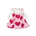 Toddler Girls Fuzzy Slip Dress 2Pcs Outfits Ribbed Long Sleeve High Neck Tops Sweet Heart Print A-Line Party Dress Fall Clothes