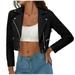 Lovskoo 2024 Women s Faux Leather Jackets Long Sleeve Zip Up Motorcycle Short PU Moto Biker Outwear Fitted Slim Coat Black