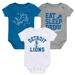 Newborn & Infant White/Blue/Heather Gray Detroit Lions Three-Pack Eat, Sleep Drool Retro Bodysuit Set