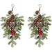 Home Decor Ornaments Rattan Decor Garland Red Cones for Front Frosted Holiday Christmas Window Hanging Artificial Berries Wall Door Winter Teardrop Decoration & Hangs Green