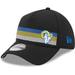 Men's New Era Black Los Angeles Rams Flawless Stripe 39THIRTY Flex Hat