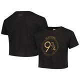 Girls Youth Black Harry Potter Platform 9 3/4 Line Art Cropped T-Shirt