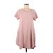 Umgee Casual Dress - A-Line Scoop Neck Short sleeves: Pink Print Dresses - Women's Size Medium