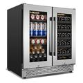 TAZPI 30 in. 29 Bottle & 110 Can Dual Zone Built-In/Freestanding Wine & Beverage Refrigerator in Black/Gray | 34.25 H x 30 W x 25 D in | Wayfair