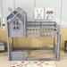 Harper Orchard Toquerville Twin over Twin Wood Bunk Bed w/ Roof, Window & Ladder in Gray | 81 H x 44 W x 78 D in | Wayfair