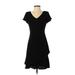 S.L. Fashions Casual Dress - A-Line: Black Print Dresses - Women's Size 4 Petite