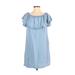 Zara Casual Dress - Shift Strapless Short sleeves: Blue Solid Dresses - Women's Size X-Small