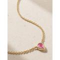 Alison Lou - Madison 14-karat Gold, Enamel And Laboratory-grown Sapphire Necklace - Pink