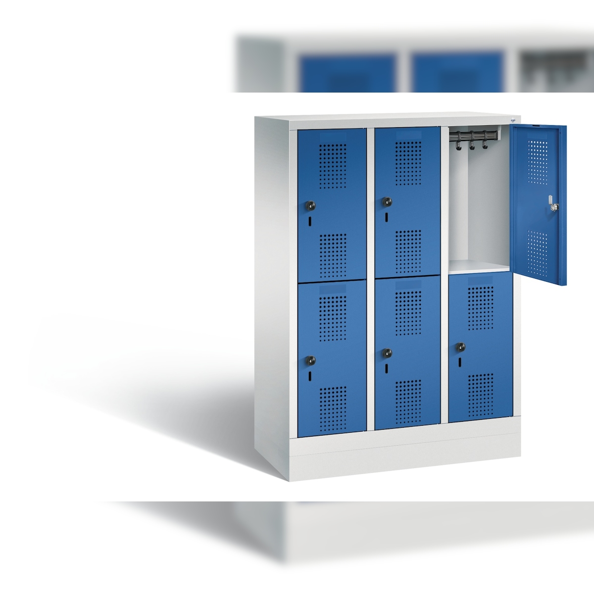 C+P Kindergarten-Spind doppelstöckig Evolo, H1300xB900xT300mm Image