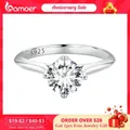 Bamoer 1.0CT D Color VVS1 EX Round Moissanite Ring for Women 925 Sterling Silver Engagement Wedding