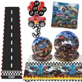 Monster Machines Truck party Tableware decor Super Monster Truck Cars Plates Cups Balloon Boys