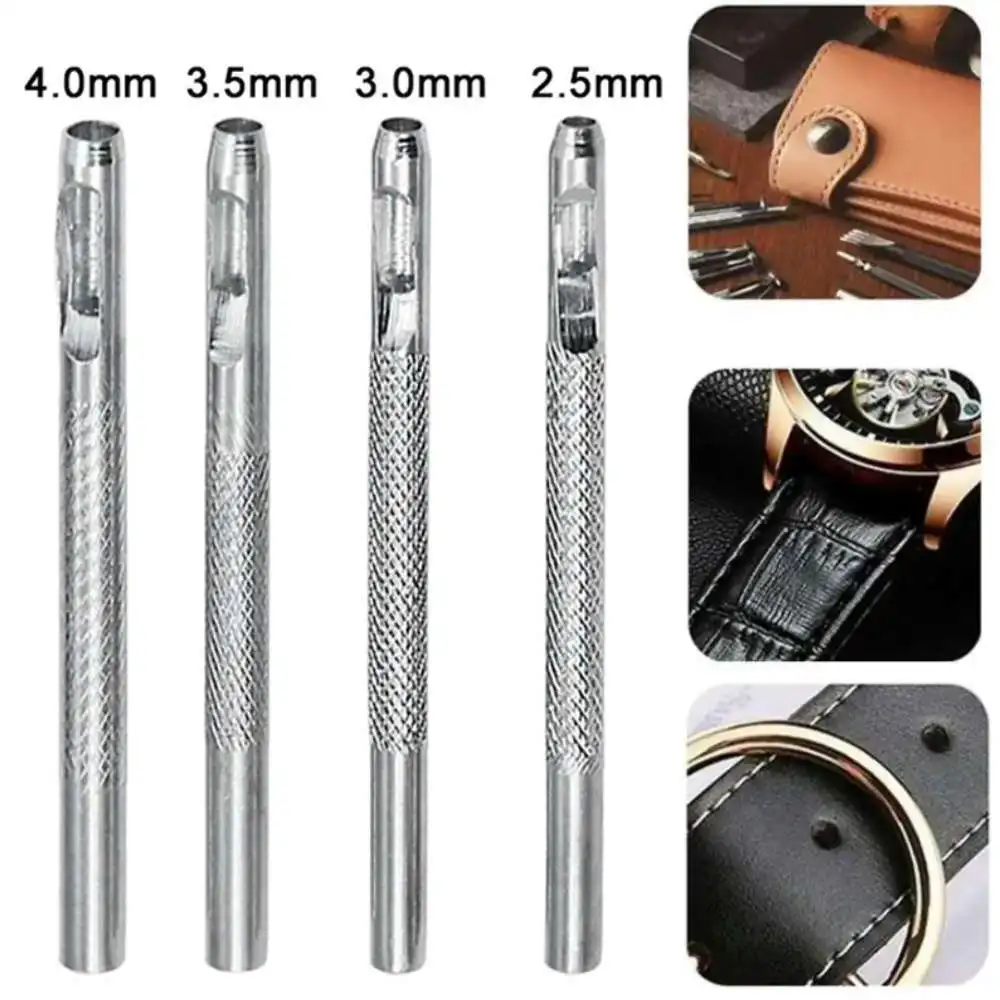 Outils de perçage de trous en cuir, 1/4 pièces, ensembles de trous creux de 2.5 à 4mm, perforateur de trous de ceinture en cuir, outil de poinçonnage pour vêtements, outils en cuir