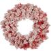 Pre-Lit Flocked Red Artificial Christmas Wreath Clear Lights