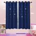 Pro Space Blue 96 in. L x 52 in. W Room Darkening Curtains Laser Hollow-Out Star for Kids Room (2-Panels) - 52" x 96"