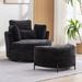 42.3"W Upholstered Swivel Accent Chair with 4 Pillows and Half-Moon Storage Ottoman