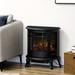 HOMCOM 22" Electric Fireplace Stove with 3 Side Flame Views, Freestanding Electric Fireplace Heater Black