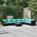 Irfora 8 Piece Patio Set with Cushions Poly Rattan Black