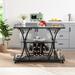 Industrial Kitchen Island Cart Kitchen Bar with Metal Frame & 3-Tier Wooden Storage Shelves for Dinning Room, Black Gray