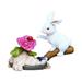 COFEST Garden Solar Rabbit Light Statues Rabbit Decor Garden Statue Bunny Statue Easter Gifts Easter Bunny Decor Suitable For Patio Lawn Indoor And Outdoor Decoration White