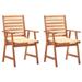 Irfora Patio Dining Chairs 2 pcs with Cushions Solid Acacia Wood